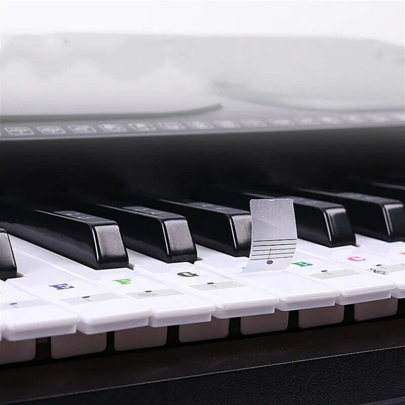 สติ๊กเกอร์คีย์บอร์ดเปียโนแบบโปร่งใส49/54/61/88คีย์รูปลอกโน้ตดนตรีแบบถอดออกได้สติกเกอร์สัญลักษณ์เปียโนอิเล็กทรอนิกส์