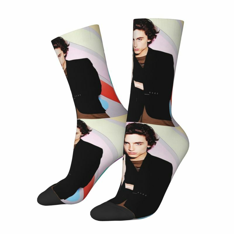 Novelty Print Timothee Chalamet Socks for Men Women Stretch Summer Autumn Winter 90s TV Actor Crew Socks