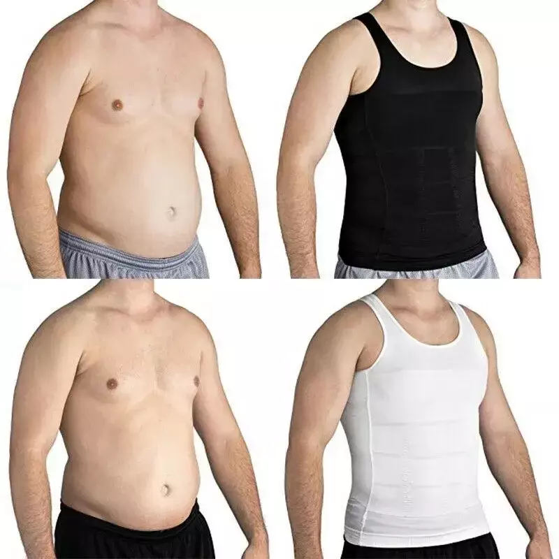 Kaus dalam pembentuk tubuh pria, rompi pelangsing kontrol perut pakaian pembentuk pinggang