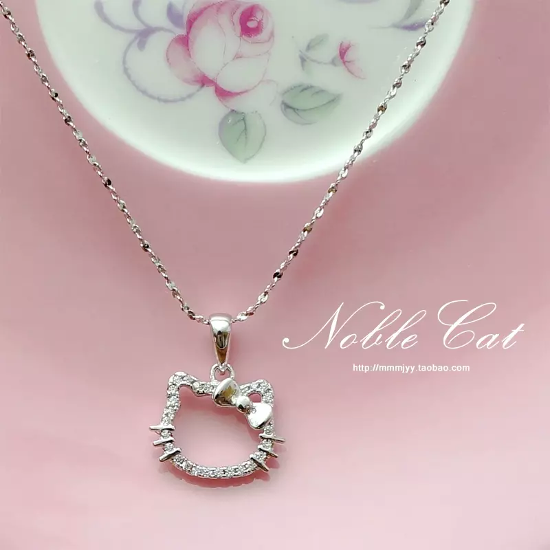 Sanrio Hellokitty Anime naszyjnik perła wisiorek srebro dziewczyna dziewczyna Charms łańcuszek do obojczyka biżuteria urodziny prezenty