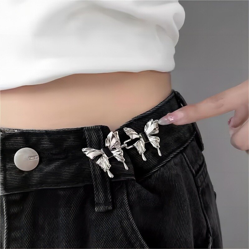 Metal Butterfly Shaped Jeans Waist Tightening Tool Buckle Versatile Detachable Nail Free Seam Easy To Install Belt Buckles