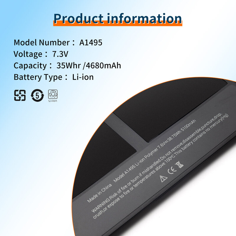 BVBH-Batterie d'ordinateur portable pour Apple MacPleAir, A1495, 11 pouces, A1465 (2013 2014 2015) MD711LL/A MD711/A MD712/A MD711/B 020-8084-A