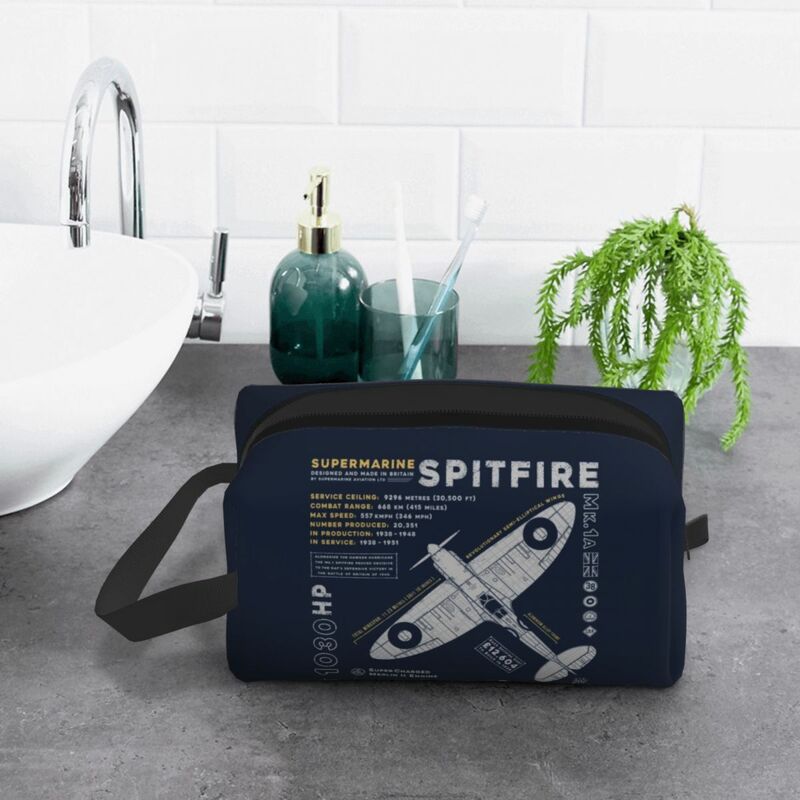 Supermarine Spitfire Make-Up Tas Voor Vrouwen Reizen Cosmetische Organisator Gevechtspiloot Vliegtuig Vliegtuig Opslag Toilettassen