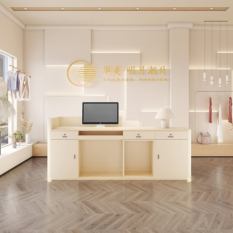 Modern kesederhanaan meja kasir Salon informasi penerimaan meja toko pakaian Mesa De Madera Blanca furnitur Nordic