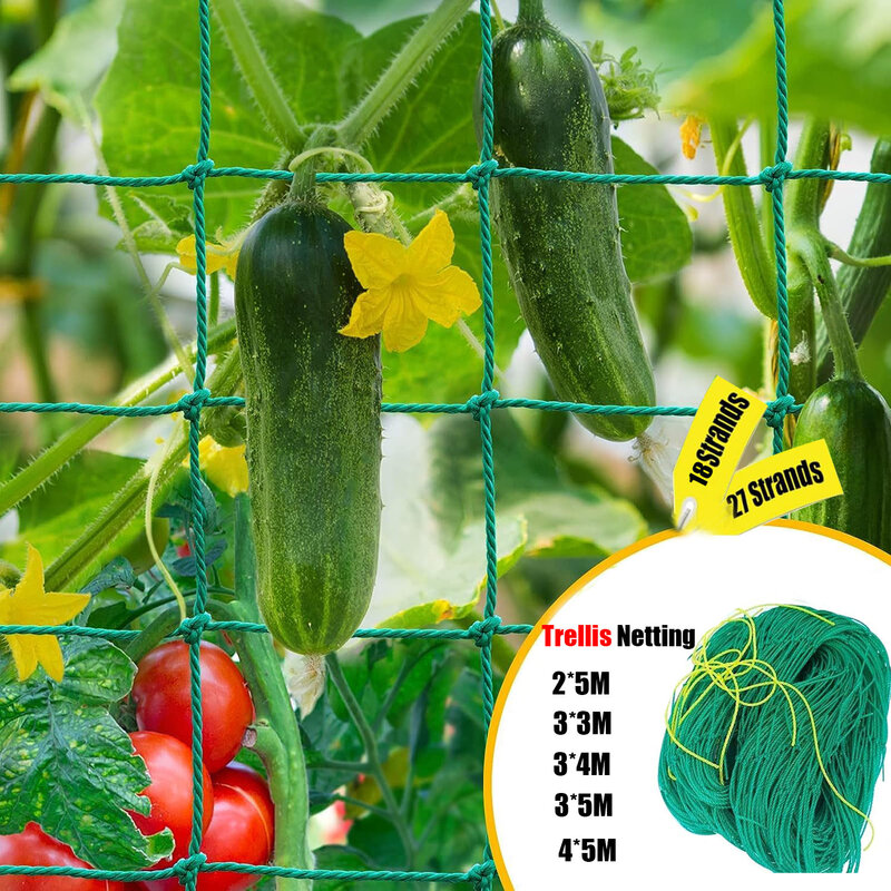 1 Pak tanaman jaring teralis taman, tahan lama mendukung jaring nilon tugas berat untuk mendaki tanaman tomat buah sayuran anggur