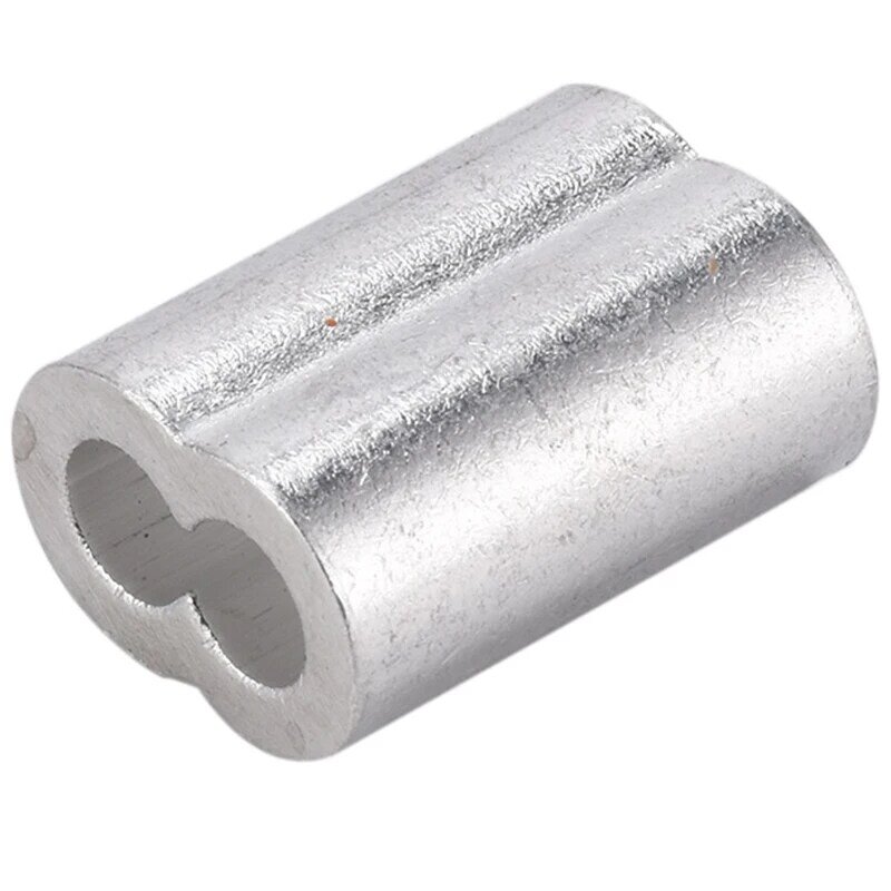 Manga de prensado plisada de aluminio, doble orificio, abrazadera ovalada en forma de 8, abrazadera de cuerda de alambre