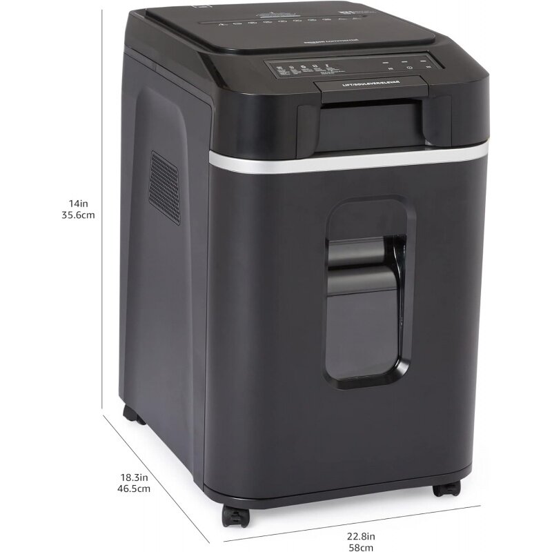 Basics-trituradora de papel de corte cruzado de alimentación automática, 200 hojas, con cesta extraíble, color negro, nuevo