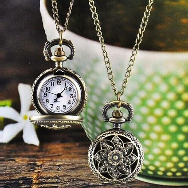 Винтажные кварцевые карманные часы унисекс с отверстиями, бронзовая мельница, подвеска на цепочке, подарок для мужчин, часы в стиле стимпанк, подарки для женщин