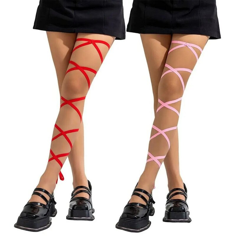 2Pcs Elastic Bandage Leg Thigh Chain Fashion Fishnet Wide Cloth Rope Pants Chain Slim Body Jewelry Women
