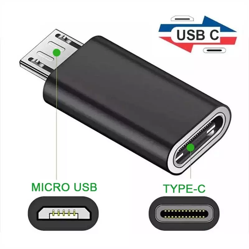 USB tipo C fêmea para micro USB adaptador macho, carregador conector, conversor de telefone, xiaomi, redmi, huawei