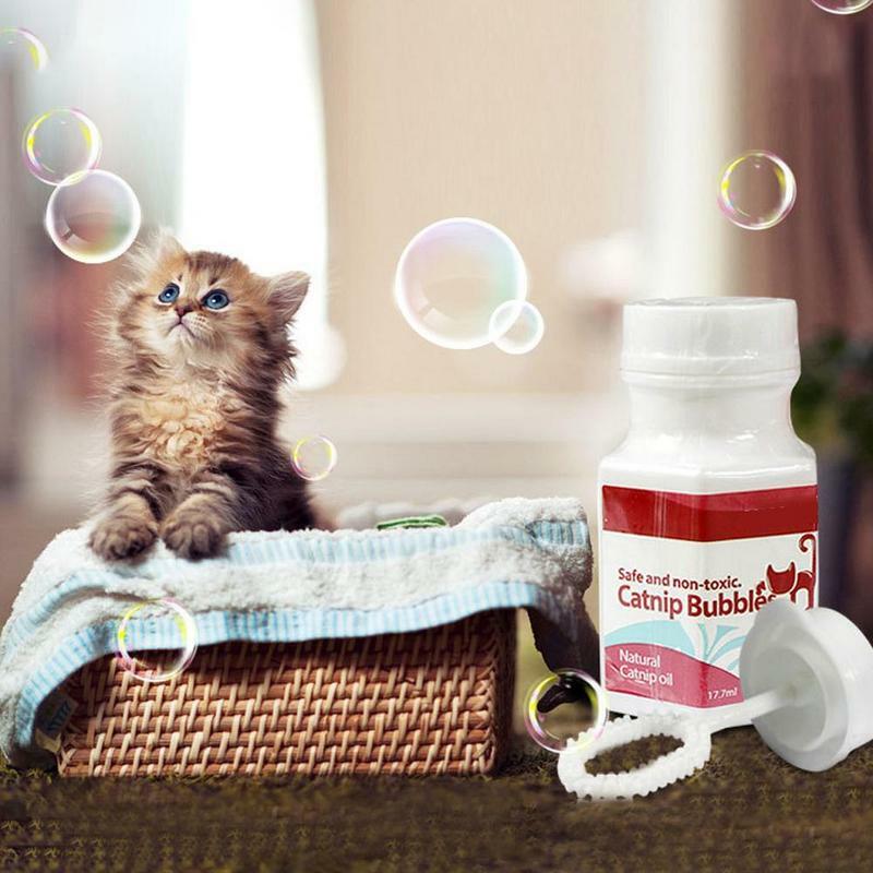 Juguetes de burbujas de hierba gatera, solución de burbujas de hierba gatera, juguete interactivo divertido e inofensivo, sabor que hace que el gatito Excite, 0,6 oz