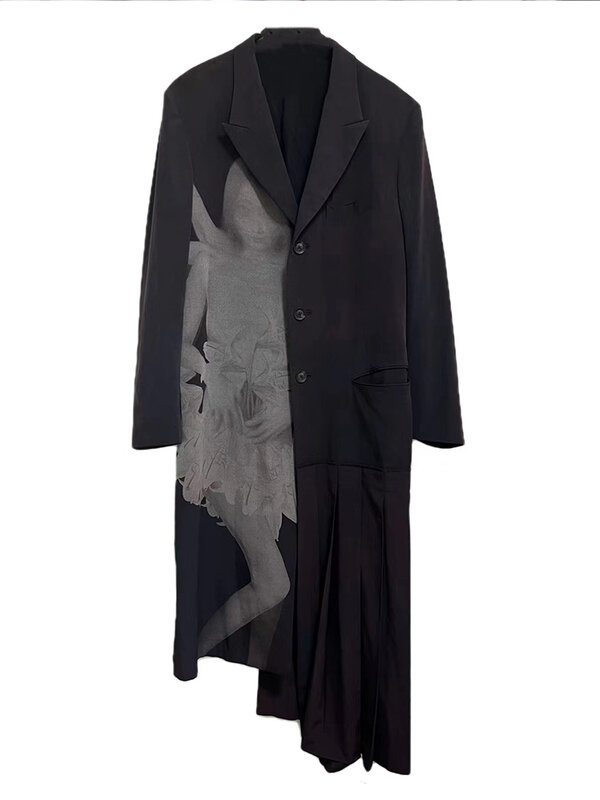 Yohji-gabardina larga Unisex para hombre, chaqueta gótica vintage, traje largo
