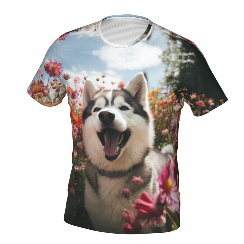 Y2k Herren lässige Mode übergroße Straße T-Shirt 3d gedruckt Husky Muster Sommer cool und atmungsaktive Kleidung Top kurz ärmelig