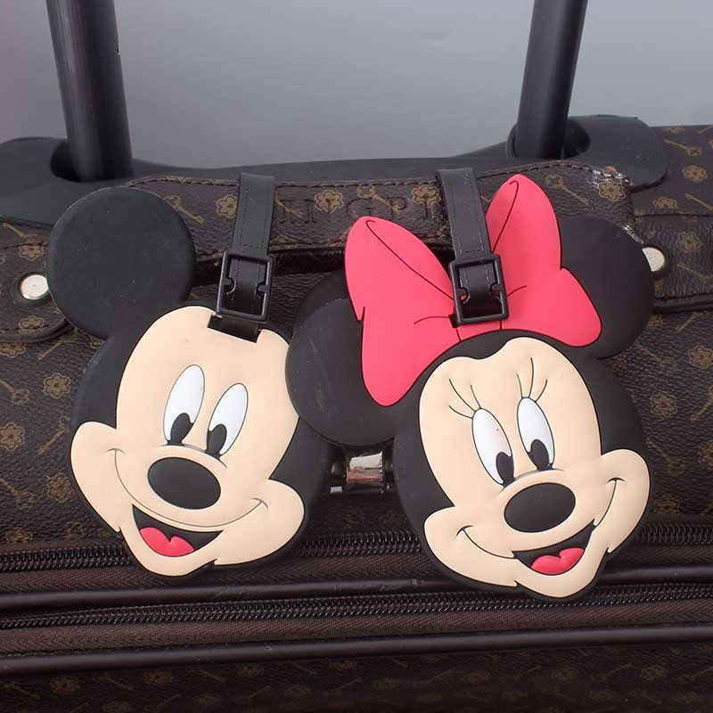 Disney Mickey Mouse อุปกรณ์เสริมกระเป๋าเดินทางซิลิกาเจลกระเป๋าเดินทาง ID Addres Holder Baggage Boarding Tag แบบพกพา