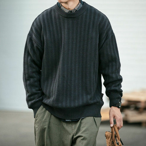 Uomo inverno maglioni lavorati a maglia pullover manica lunga abbigliamento uomo Streetwear tinta unita girocollo maglione stile classico 2023 W31