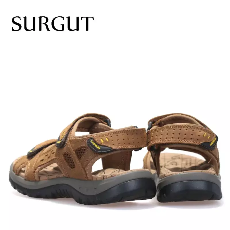SURGUT gorąca sprzedaż nowe mody letnie wypoczynek plaża mężczyźni buty wysokiej jakości skórzane sandały duże stocznie męskie sandały rozmiar 38-48