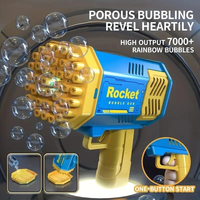 Pistola de burbujas ligera de mano con 40 agujeros, agua para niños eléctrico de juguete, máquina de burbujas totalmente automática para exteriores, juguete sin batería