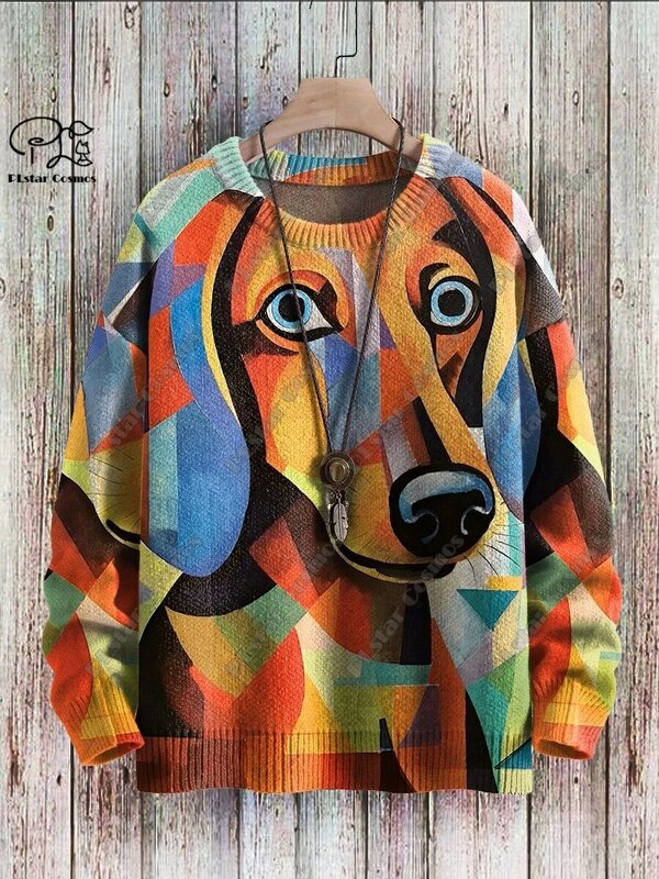 PLstar Cosmos new 3D printed animal series cute funny dog pattern brutto maglione winter street casual unisex G-2