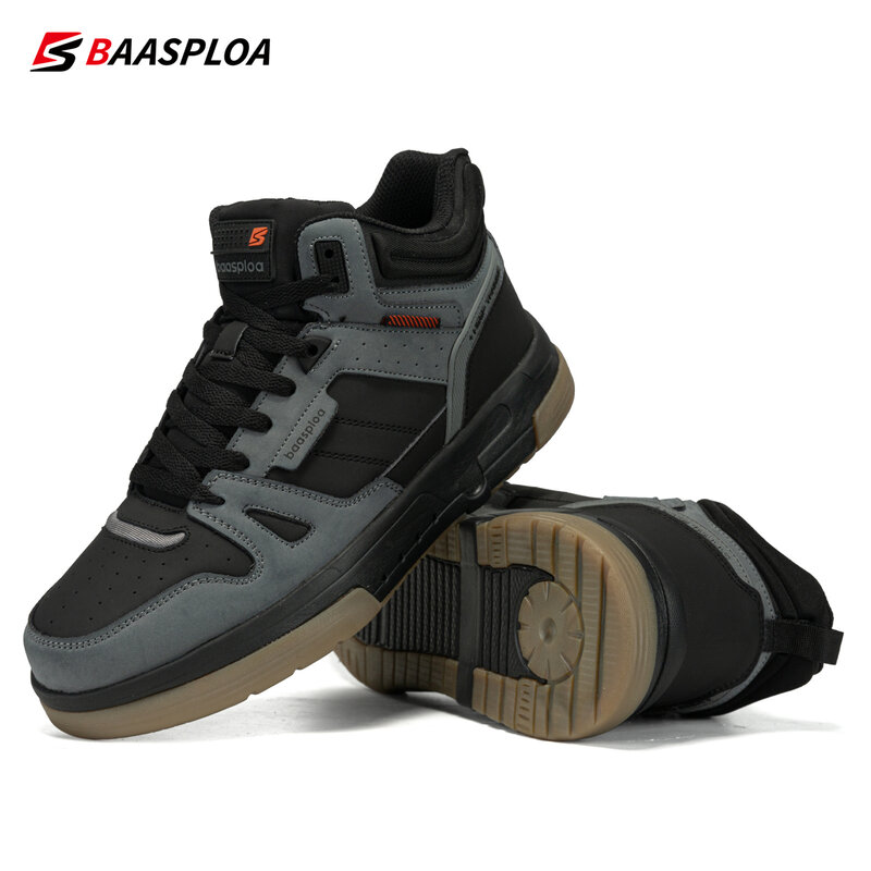 Baasploa Men Winter Sneakers Casual Skateboard Shoes for Men Waterproof Plush Warm Cotton Shoes Non-Slip Outdoor Male Sneakers