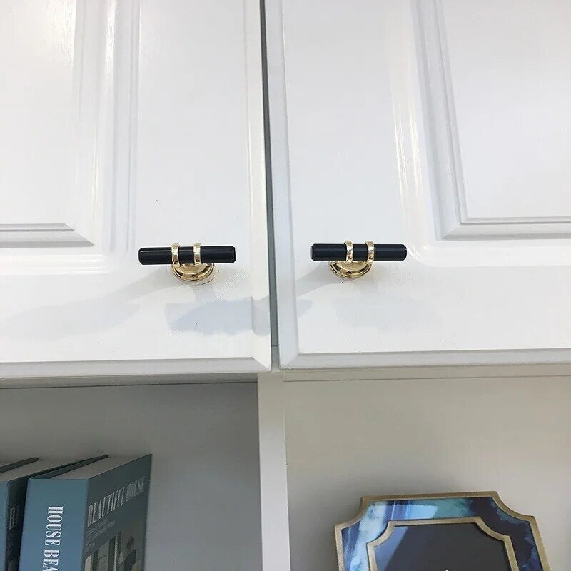 1 buah gagang pintu dapur pegangan pintu emas hitam Aloi seng Modern kenop laci keras pegangan furnitur mode