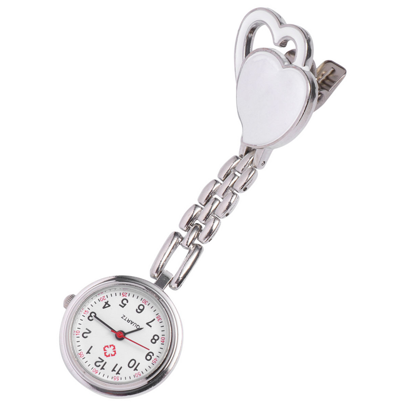 Zegarek ładny przypinany zegarek analogowy zegarek kwarcowy pielęgniarka do klapy pielęgniarka zegarek Fob wiszący zegarek kieszonkowy dla pielęgniarki w kształcie serca