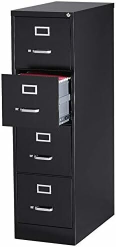 خزانة ملفات صف Pemberly ، خزانة ملفات مجمعة بالكامل ، خزانة مكتب باللون الأسود ، حرف عميق 25 "، 4 أدراج