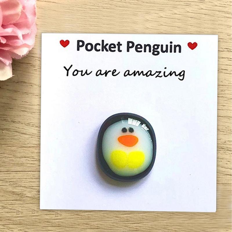 Lindo abrazo de pingüino de bolsillo, Mini abrazo de pingüino de bolsillo, regalos de cumpleaños para ella, adorno de recuerdo de bolsillo de pingüino especial, Animal lindo