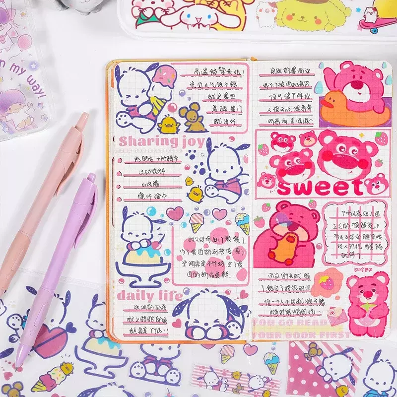 Baru Sanrio Sweetheart Park Pet minyak khusus Tandem Handbill Pvc pita Diy Handbill Diary stiker anak Gooka bahan stiker