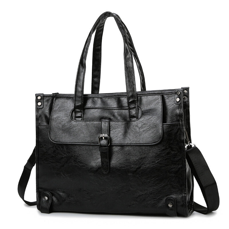 New PU Leather Men's Handbag Business Briefcases With Zipper Casual Male Shoulder Messenger Bag Office Laptop Bag For Man