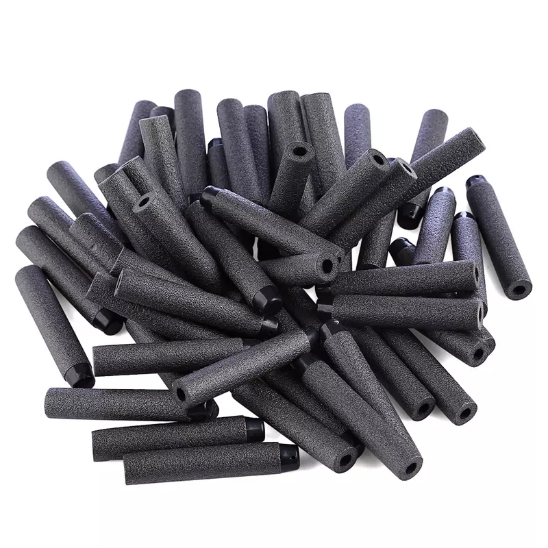 Balas blandas de piezas para pistola de juguete Nerf, balas blandas de Blaster, cabeza de agujero hueco suave, 1000x7,2 cm, color negro, 1,3