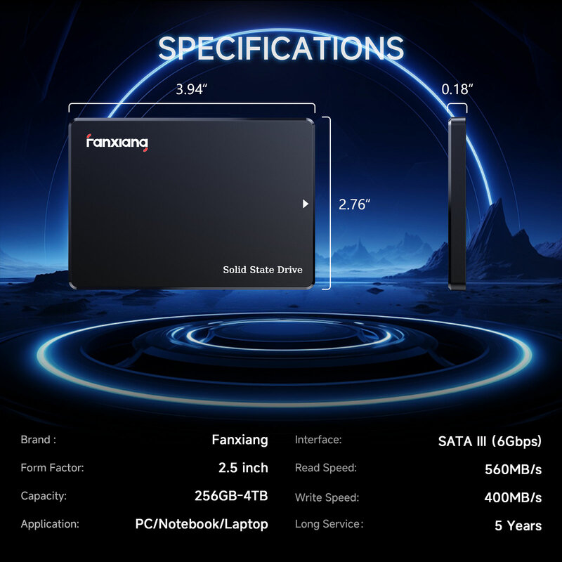 Fanxiang-S101/S102 Pro/S109 Disco de estado sólido interno, 2.5 ", SSD SATA, 128GB, 256GB, 512GB, 1TB, 2TB, 4TB, disco rígido, 560 Mbps