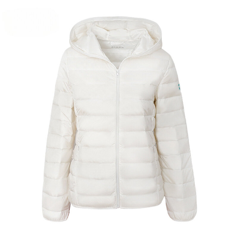 여성용 짧은 겨울 후드 다운 재킷, 90 화이트 덕 다운 패션, 긴팔 화이트 유럽 및 미국 패션 트렌드