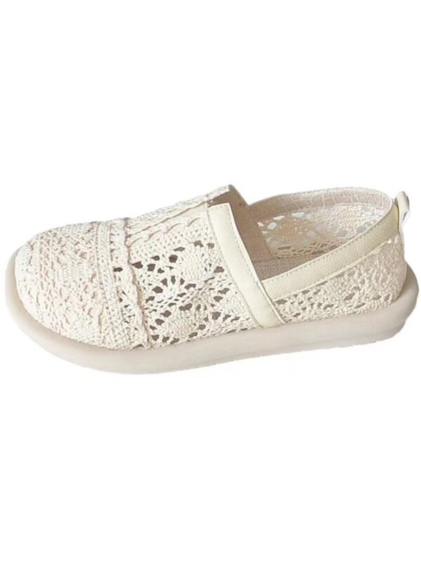 Baotou-Chaussures plates en maille respirante pour femmes, nouvelles sandales d'été creuses, niche ary rétro, 2024
