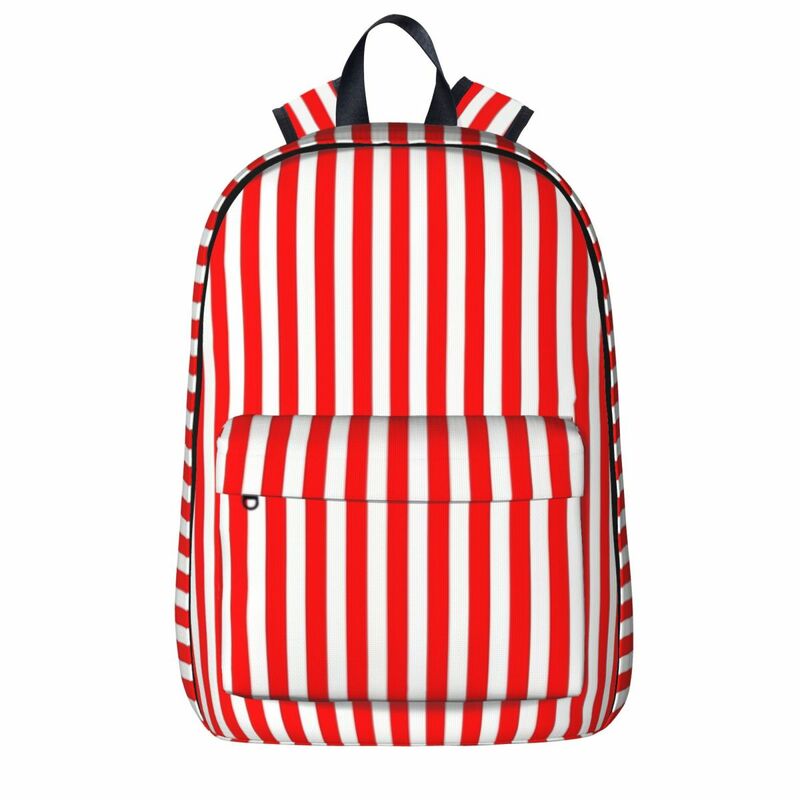 Tas punggung garis vertikal merah dan putih klasik tas buku siswa tas bahu tas punggung Laptop tas sekolah anak-anak modis