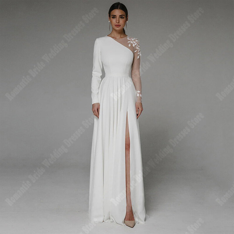 Boho Pure White Vestidos de casamento para mulheres, vestidos de noiva cetim, superfície brilhante, Princess, Popular, 2024