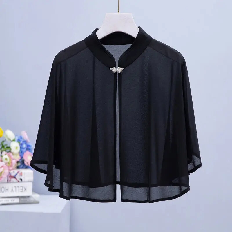 Spring Summer Thin Sunscreen Shawl Chiffon With Skirts Suspenders Women's Cape Sunshade Cloak Cover Sun Protection Clothes
