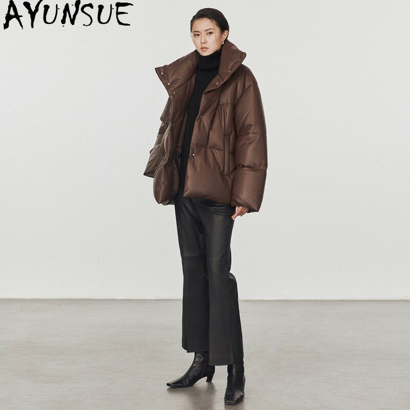 AYUNSUE-abrigo de plumón de piel de oveja auténtica para mujer, chaqueta acolchada holgada, Parkas, 100%, 2023