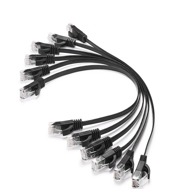 Kabel CAT6, płaski UTP, kabel sieciowy Ethernet RJ45, 6 sztuk, 15cm, 50cm, 1m, 2m, 5m, 30m, 98 stóp, kolor czarny/niebieski/biały