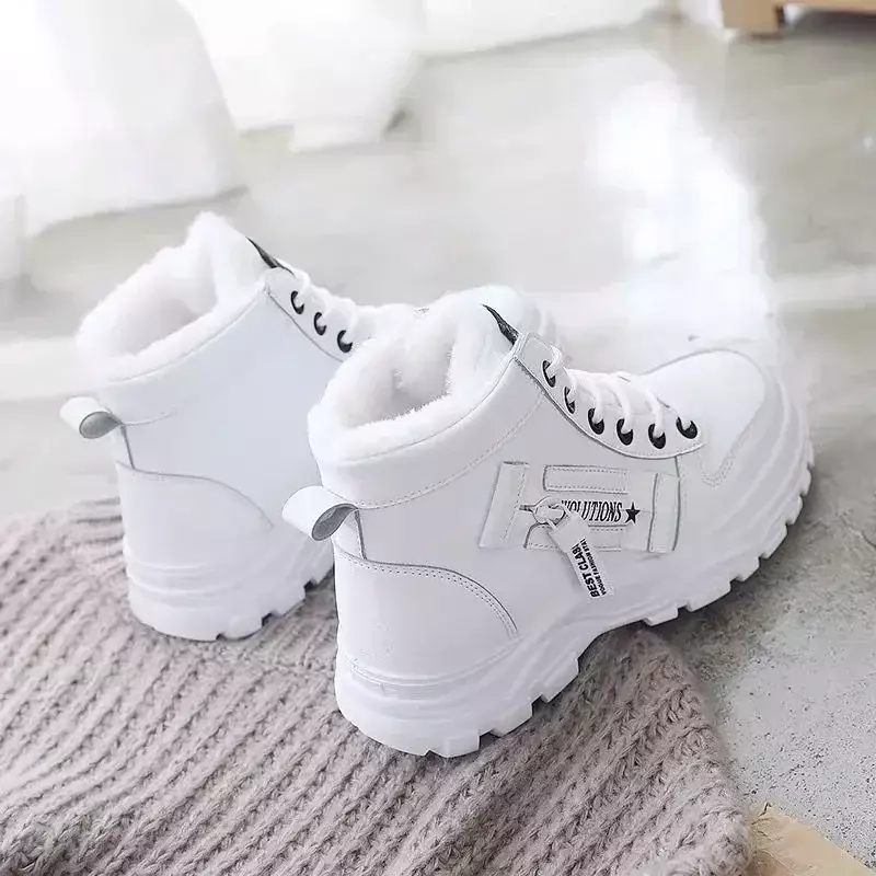 겨울 레이스업 여성용 스니커즈, 스노우 앵클 부츠, 방수 따뜻한 플랫폼 신발, 2021