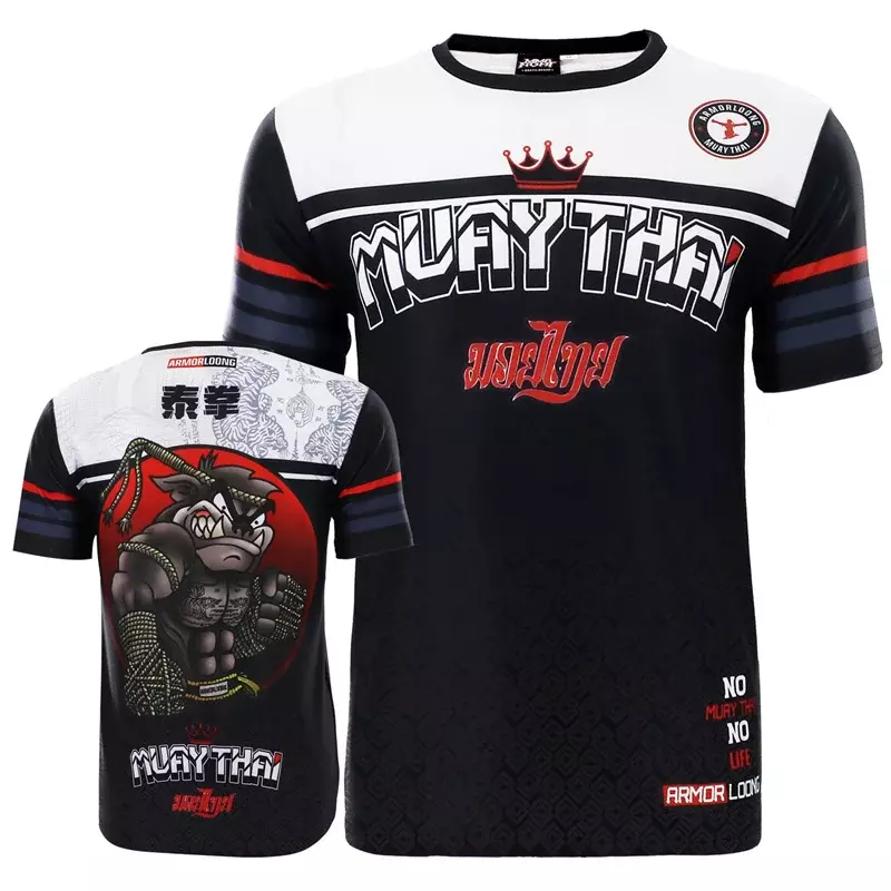 Baru 3D Muay Thai kaus dicetak BJJ MMA kaus grafis untuk pria anak mode keren Hip Hop Gym lengan pendek pakaian olahraga Tee