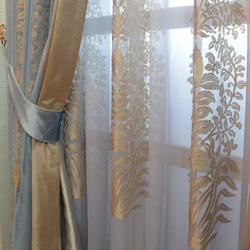2024 luksusowe Splicing Chenille piękne amerykańskie luksusowe francuskie zasłony do salonu sypialni neoklasyczne aksamitne zasłony