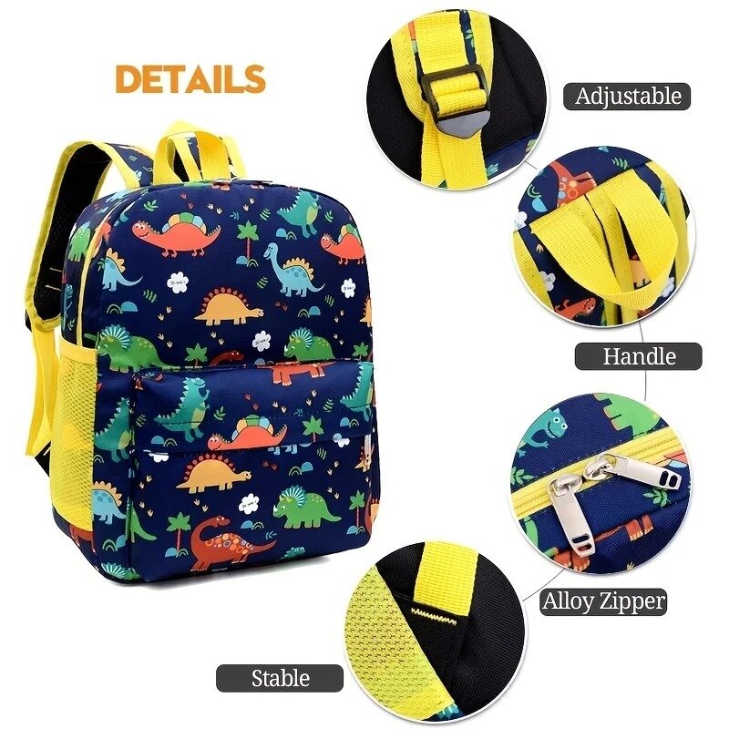 Kids Cartoon Backpack Preschool Kindergarten Bookbag Toddler School Bag for Boys Girls Dinosaurs, Large Capacity, Lightweight