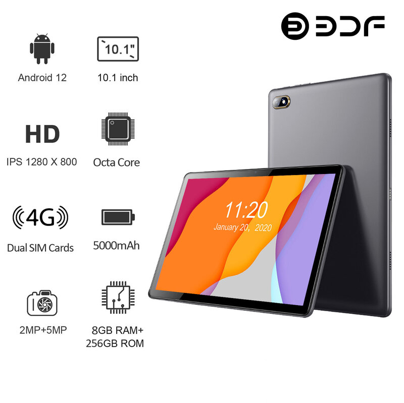 BDF 2023 Nova Versão Global Tablet Android 12.0 Tablet 8GB RAM 512GB ROM Tablette PC Octa Core 4G Dual SIM Card Ou WIFI TABLET