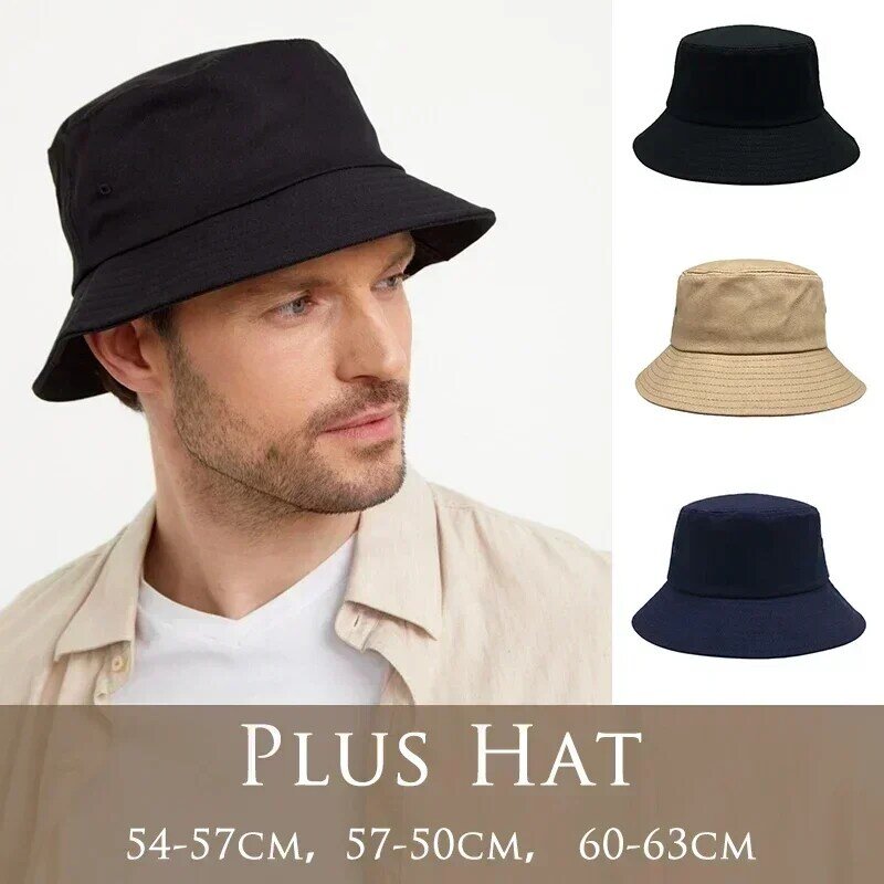 Sombrero de pescador con cabeza grande para hombre y mujer, gorro de pescador de algodón puro, UPF50 +, de 60-63cm, 54-57cm