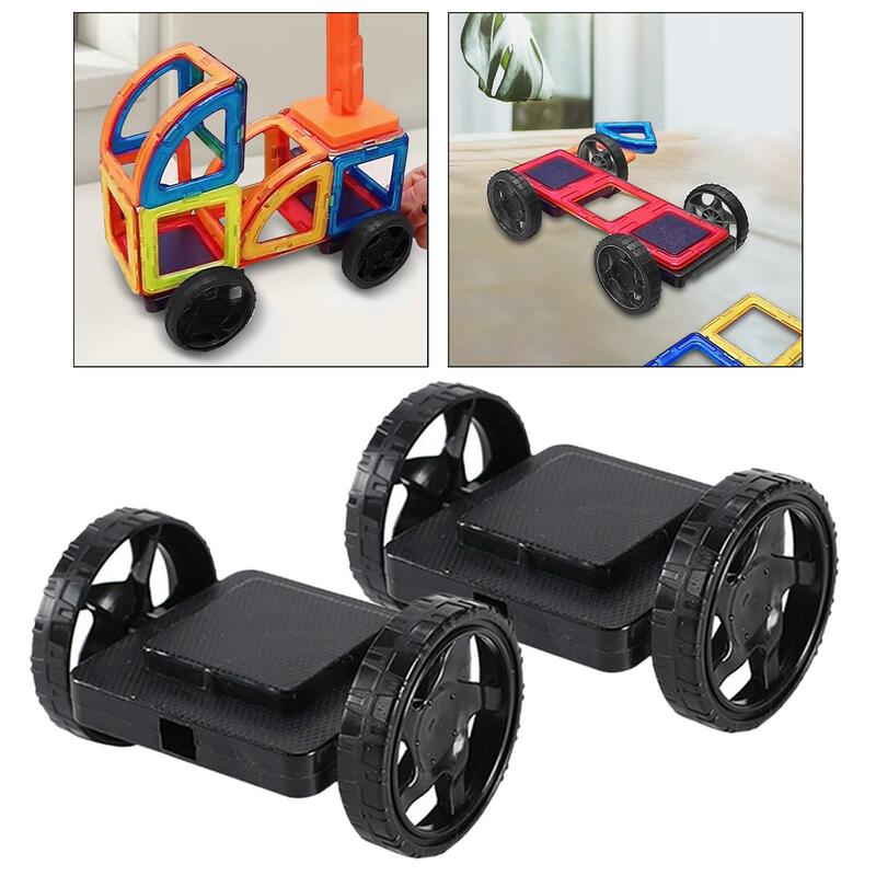 2x Magnet Puzzles Stacking Blocks Wheels Base Educational DIY Construction Base Wheels Preschool Gift Stem Toys for Toddler