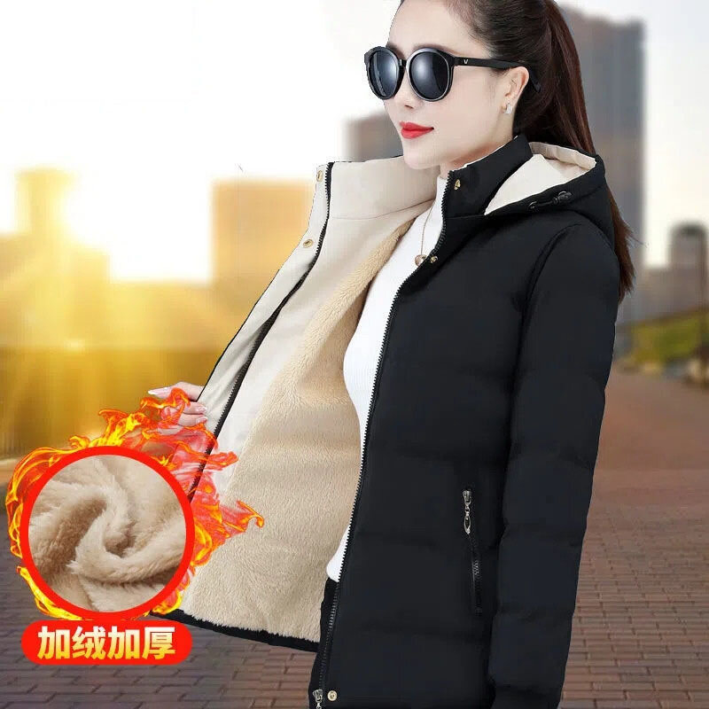 2023 New Add Velvet Add Cotton Down Cotton Clothes Women Korean Style Loose Fashion Keep Warm Padded Jacket Overcoat Parka Coat