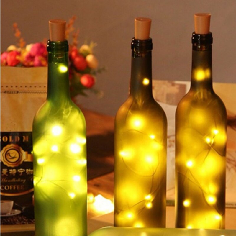 PaaMaa-Cadena de luces LED para botella de vino, lámpara de alambre de cobre con forma de corcho para decoración de boda, fiesta, jardín y Navidad, 1M, 2M, 3M
