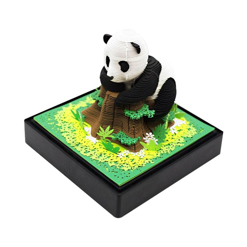 Notepad seni kertas 3D bantalan catatan lengket Panda kertas air mata Model Panda rumah ornamen Desktop hadiah Dekorasi ukiran kantor Z3M0