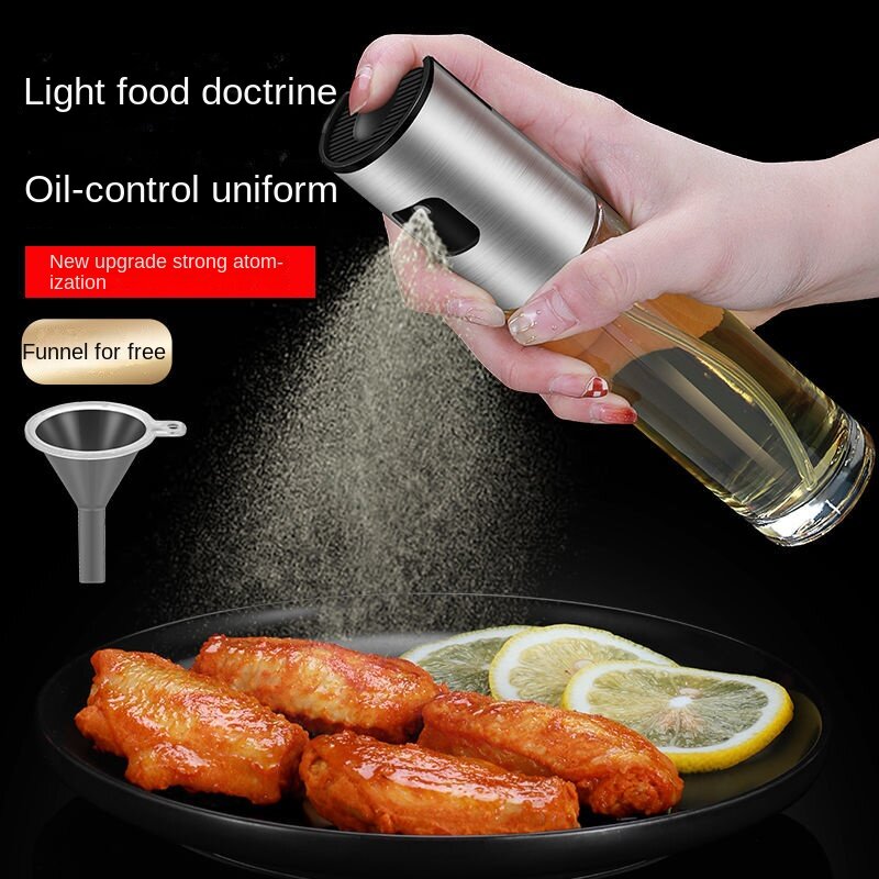Garrafa de spray de óleo multifuncional, pulverizador de óleo, vidro, alta pressão, cozimento, churrasco, fritadeira a ar