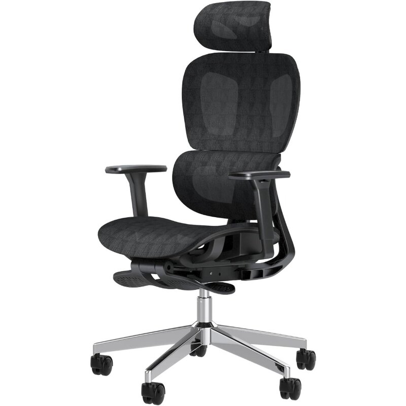 Cadeira de escritório de malha com braços ajustáveis, ergonômico, encosto alto, desktop, computador, 3D, rodas